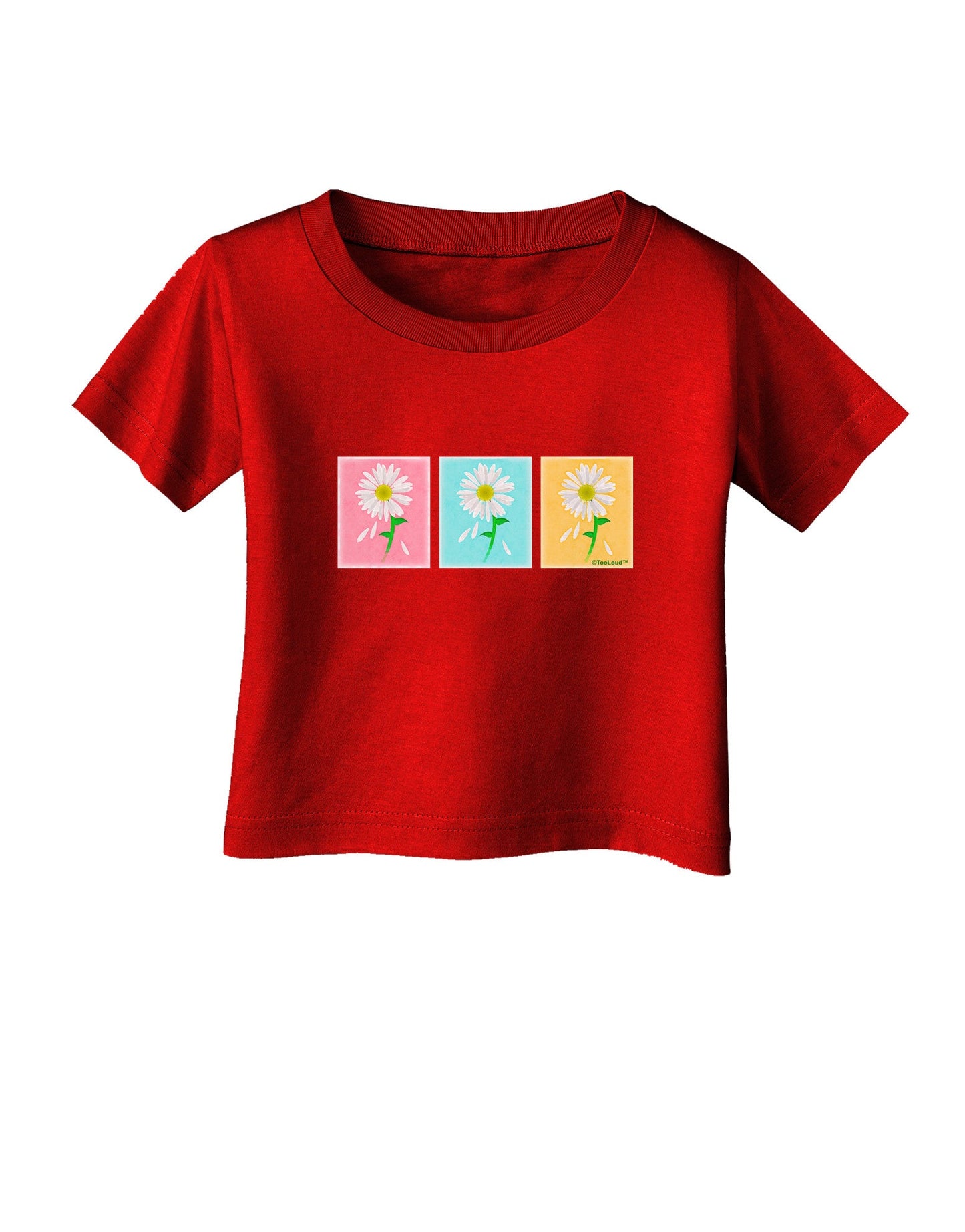 Pretty Daisies Watercolor Infant T-Shirt Dark-Infant T-Shirt-TooLoud-Red-06-Months-Davson Sales