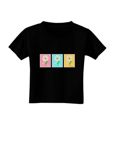 Pretty Daisies Watercolor Toddler T-Shirt Dark-Toddler T-Shirt-TooLoud-Black-2T-Davson Sales