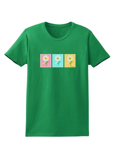 Pretty Daisies Watercolor Womens Dark T-Shirt-Womens T-Shirt-TooLoud-Kelly-Green-X-Small-Davson Sales