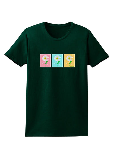 Pretty Daisies Watercolor Womens Dark T-Shirt-Womens T-Shirt-TooLoud-Forest-Green-Small-Davson Sales