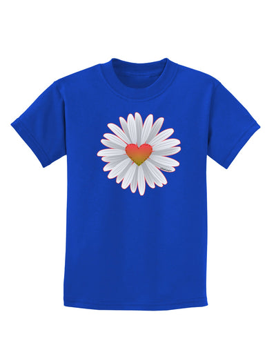 Pretty Daisy Heart Childrens Dark T-Shirt-Childrens T-Shirt-TooLoud-Royal-Blue-X-Small-Davson Sales