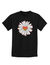 Pretty Daisy Heart Childrens Dark T-Shirt-Childrens T-Shirt-TooLoud-Black-X-Small-Davson Sales