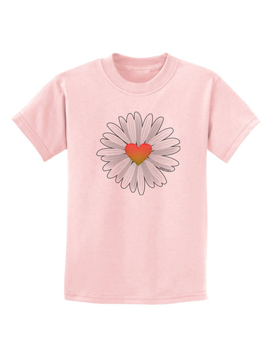 Pretty Daisy Heart Childrens T-Shirt-Childrens T-Shirt-TooLoud-PalePink-X-Small-Davson Sales