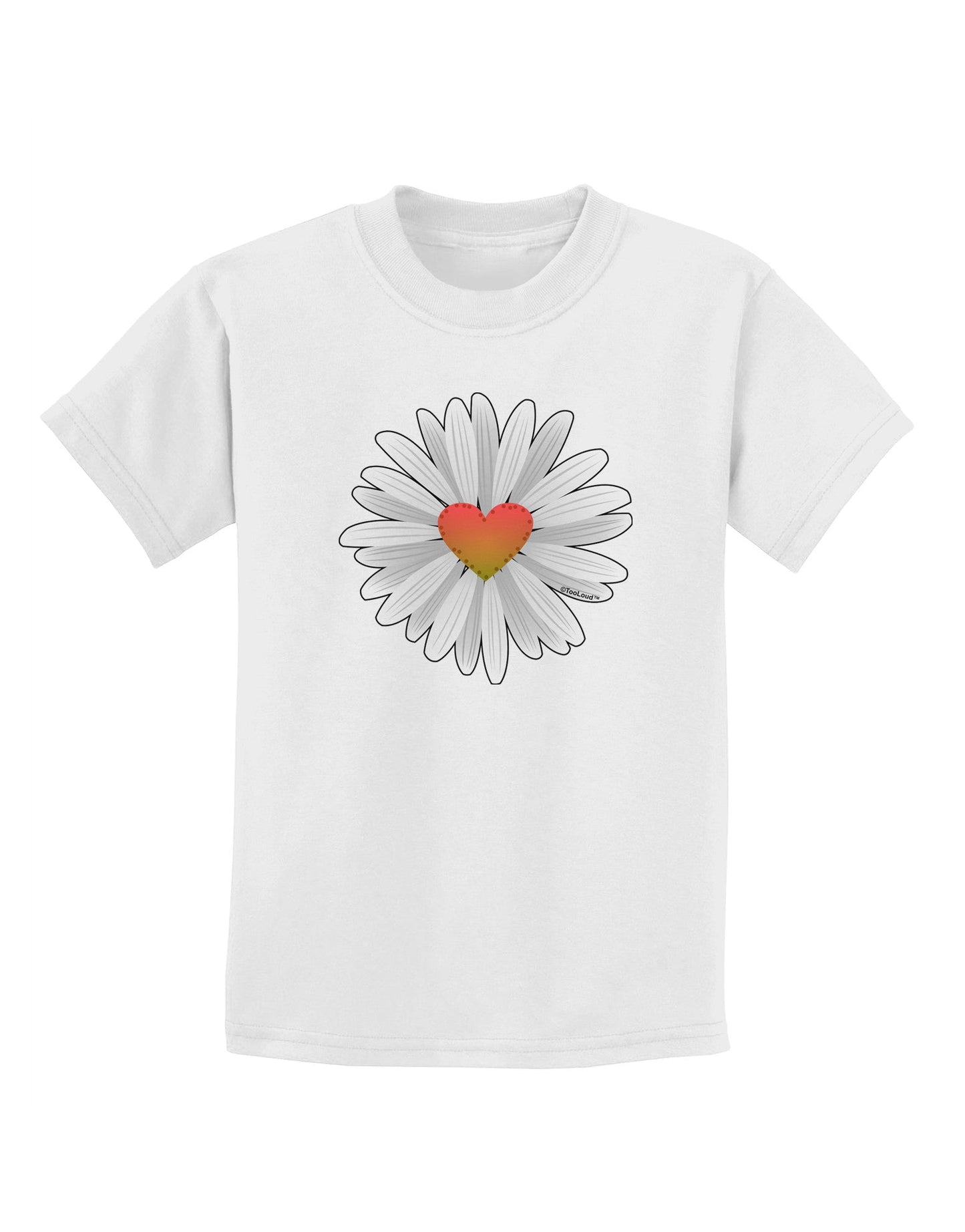 Pretty Daisy Heart Childrens T-Shirt-Childrens T-Shirt-TooLoud-White-X-Small-Davson Sales