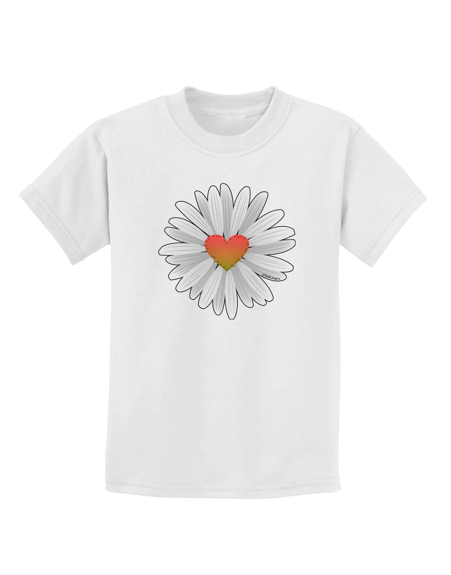 Pretty Daisy Heart Childrens T-Shirt-Childrens T-Shirt-TooLoud-White-X-Small-Davson Sales
