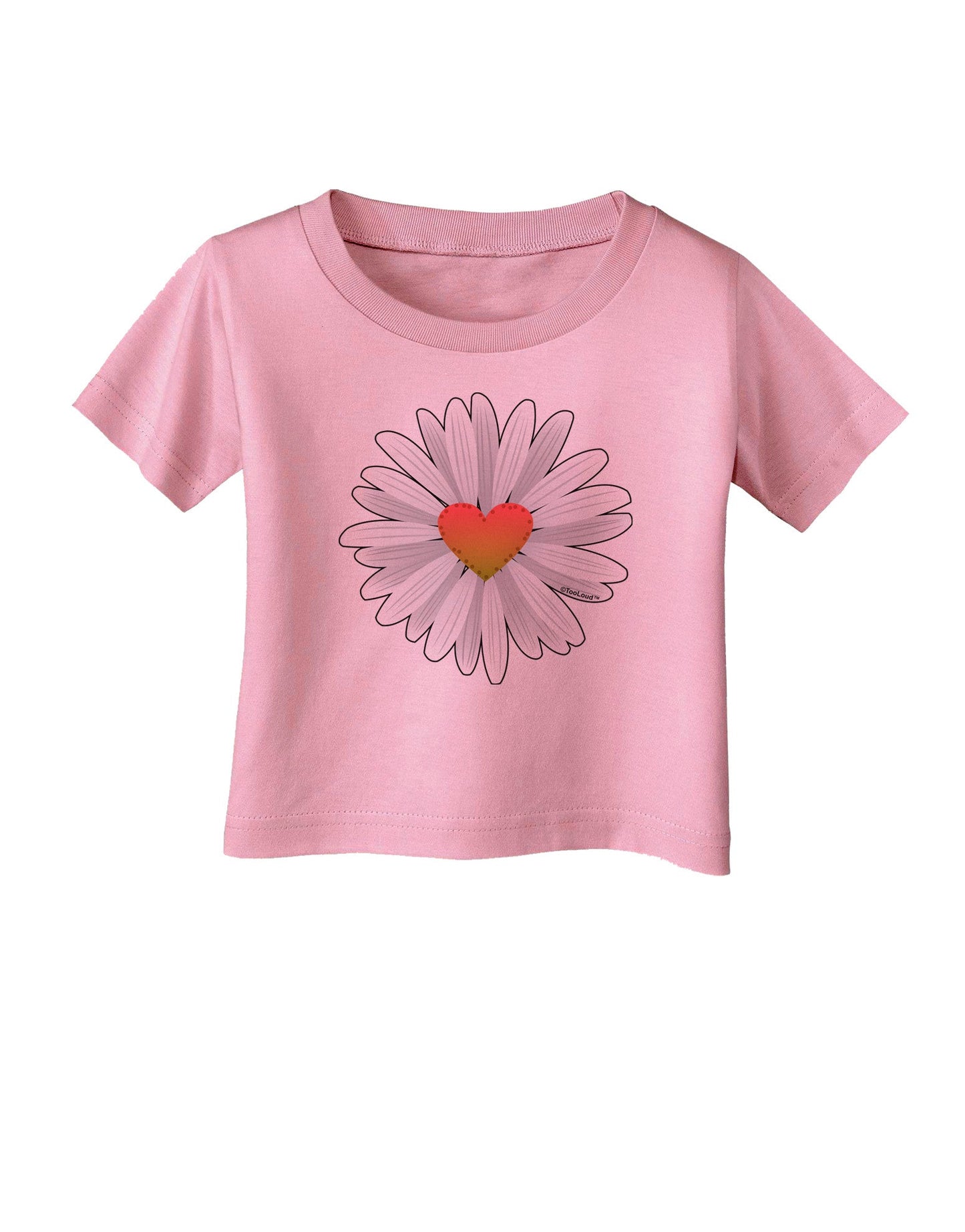 Pretty Daisy Heart Infant T-Shirt-Infant T-Shirt-TooLoud-Candy-Pink-06-Months-Davson Sales