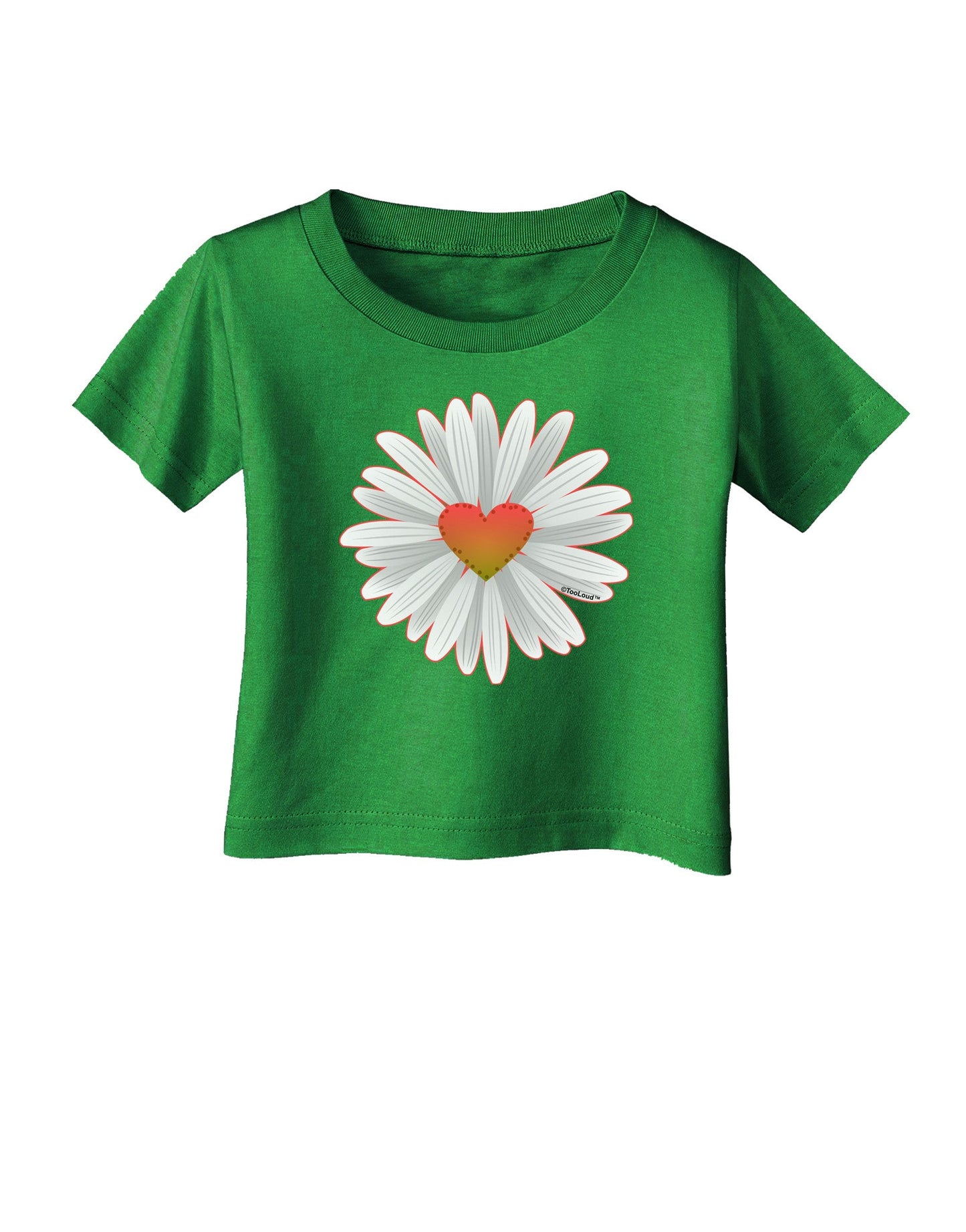 Pretty Daisy Heart Infant T-Shirt Dark-Infant T-Shirt-TooLoud-Clover-Green-06-Months-Davson Sales