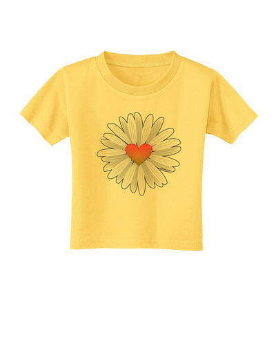 Pretty Daisy Heart Toddler T-Shirt-Toddler T-Shirt-TooLoud-Yellow-2T-Davson Sales