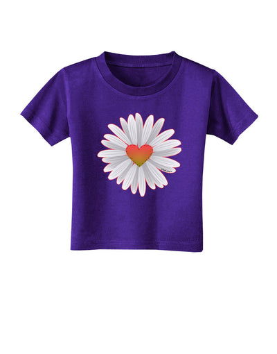 Pretty Daisy Heart Toddler T-Shirt Dark-Toddler T-Shirt-TooLoud-Purple-2T-Davson Sales