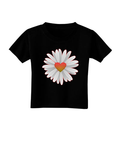 Pretty Daisy Heart Toddler T-Shirt Dark-Toddler T-Shirt-TooLoud-Black-2T-Davson Sales