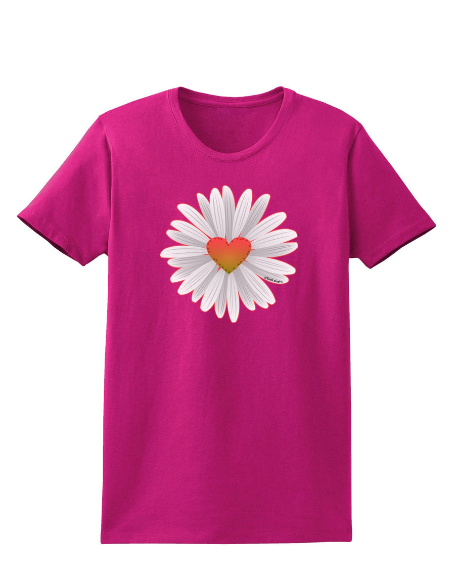 Pretty Daisy Heart Womens Dark T-Shirt-Womens T-Shirt-TooLoud-Black-X-Small-Davson Sales