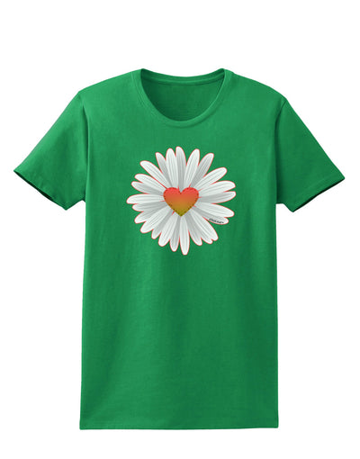 Pretty Daisy Heart Womens Dark T-Shirt-Womens T-Shirt-TooLoud-Kelly-Green-X-Small-Davson Sales