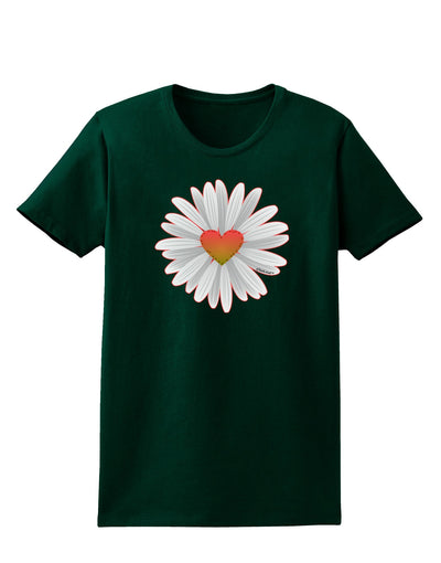 Pretty Daisy Heart Womens Dark T-Shirt-Womens T-Shirt-TooLoud-Forest-Green-Small-Davson Sales