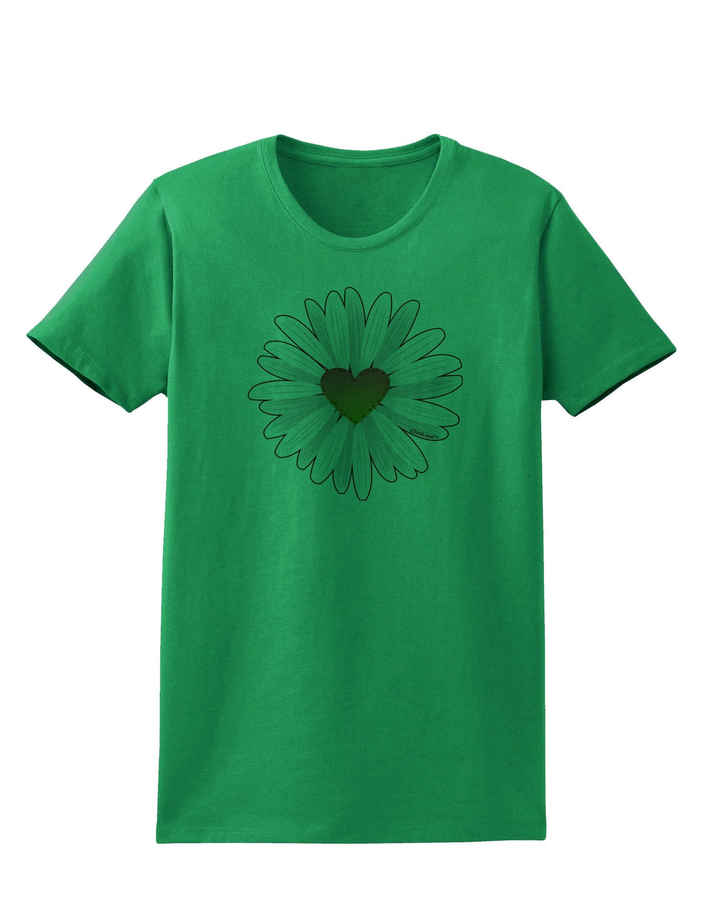 Pretty Daisy Heart Womens T-Shirt-Womens T-Shirt-TooLoud-Kelly-Green-X-Small-Davson Sales