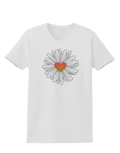 Pretty Daisy Heart Womens T-Shirt-Womens T-Shirt-TooLoud-White-X-Small-Davson Sales