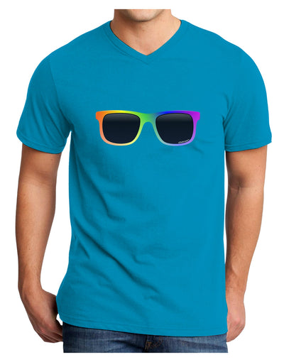 Pride Rainbow Glasses Adult Dark V-Neck T-Shirt by TooLoud-Mens V-Neck T-Shirt-TooLoud-Turquoise-Small-Davson Sales