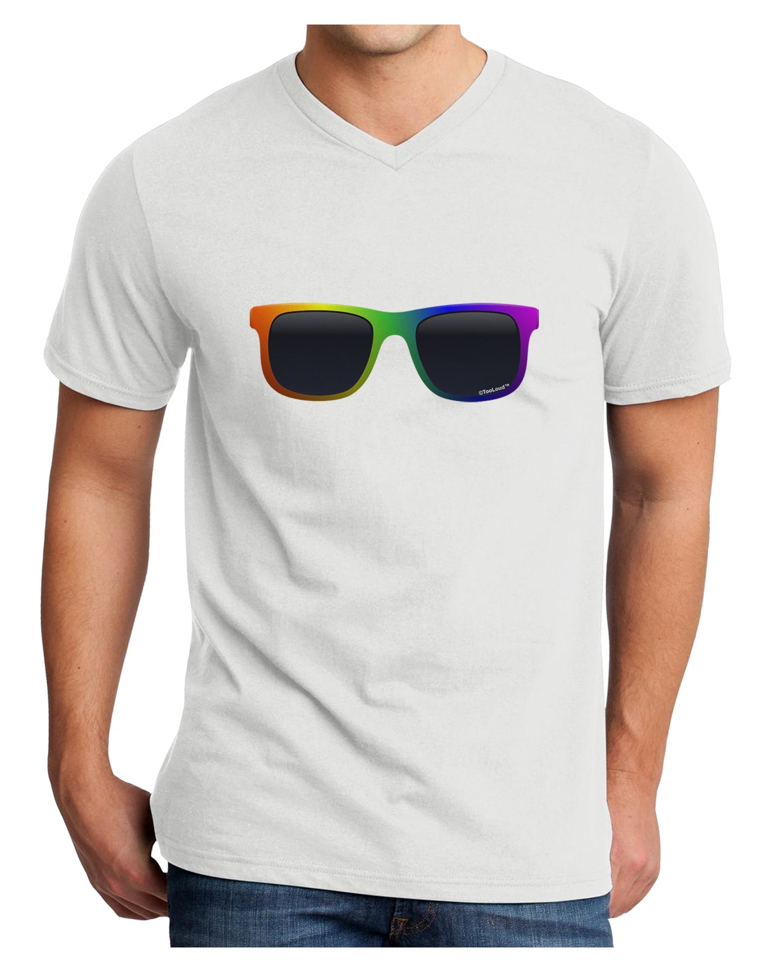 Pride Rainbow Glasses Adult V-Neck T-shirt by TooLoud-Mens V-Neck T-Shirt-TooLoud-White-Small-Davson Sales