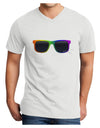 Pride Rainbow Glasses Adult V-Neck T-shirt by TooLoud-Mens V-Neck T-Shirt-TooLoud-White-Small-Davson Sales