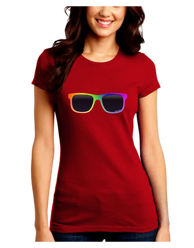 Pride Rainbow Glasses Juniors Petite Crew Dark T-Shirt by TooLoud-T-Shirts Juniors Tops-TooLoud-Red-Juniors Fitted Small-Davson Sales