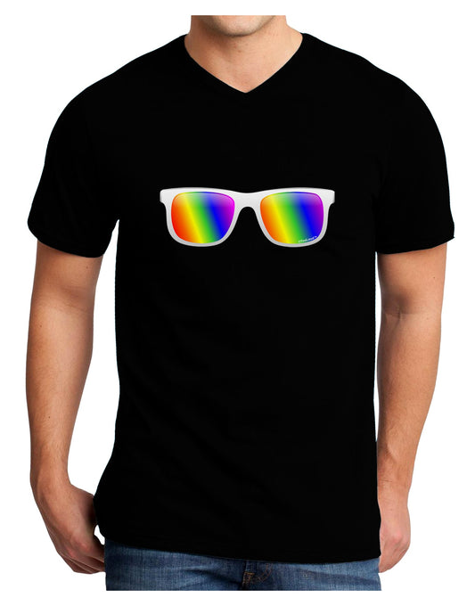 Pride Rainbow Lenses Adult Dark V-Neck T-Shirt by TooLoud-Mens V-Neck T-Shirt-TooLoud-Black-Small-Davson Sales