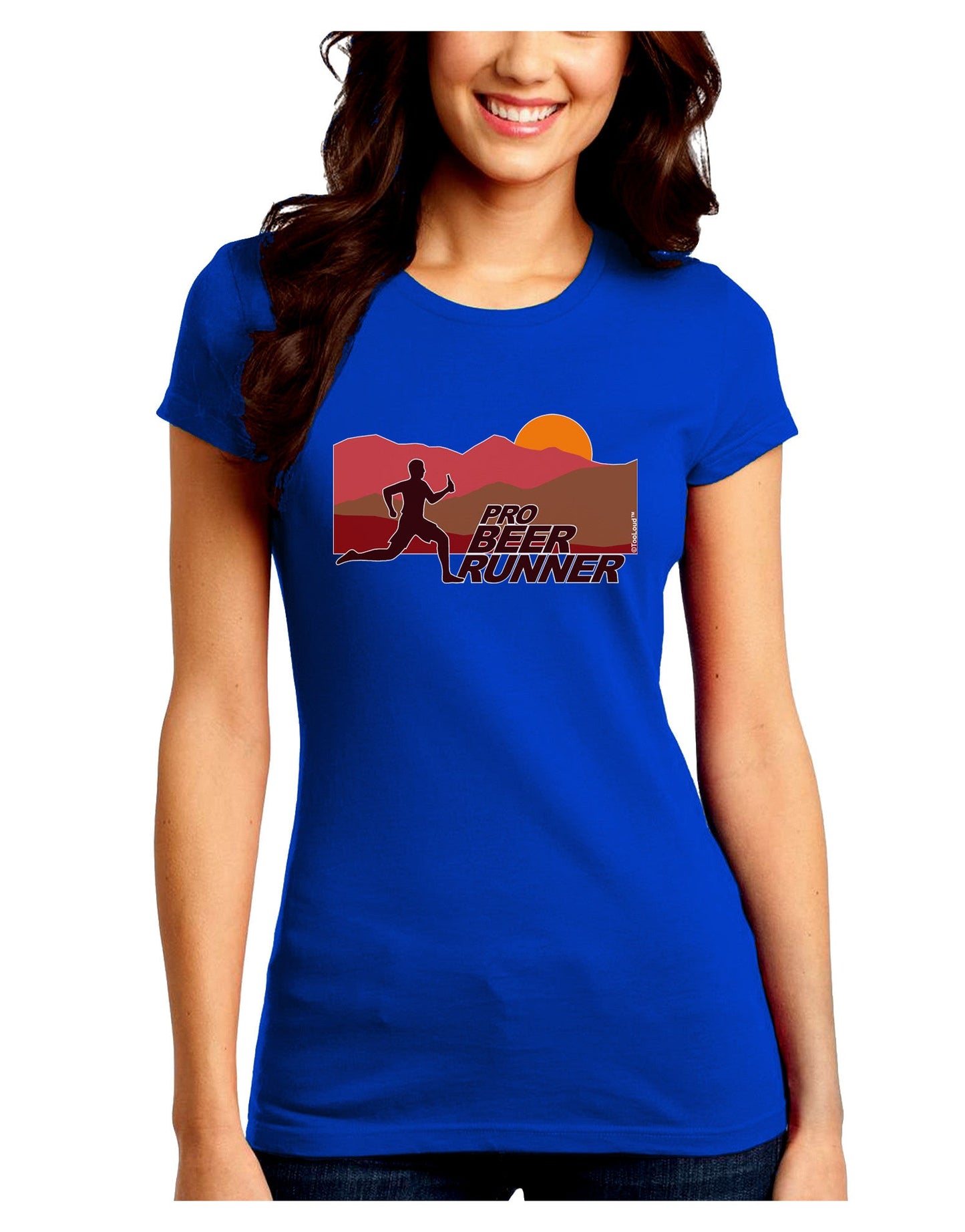 Pro Beer Runner Man Juniors Petite Crew Dark T-Shirt-T-Shirts Juniors Tops-TooLoud-Royal-Blue-Juniors Fitted Small-Davson Sales
