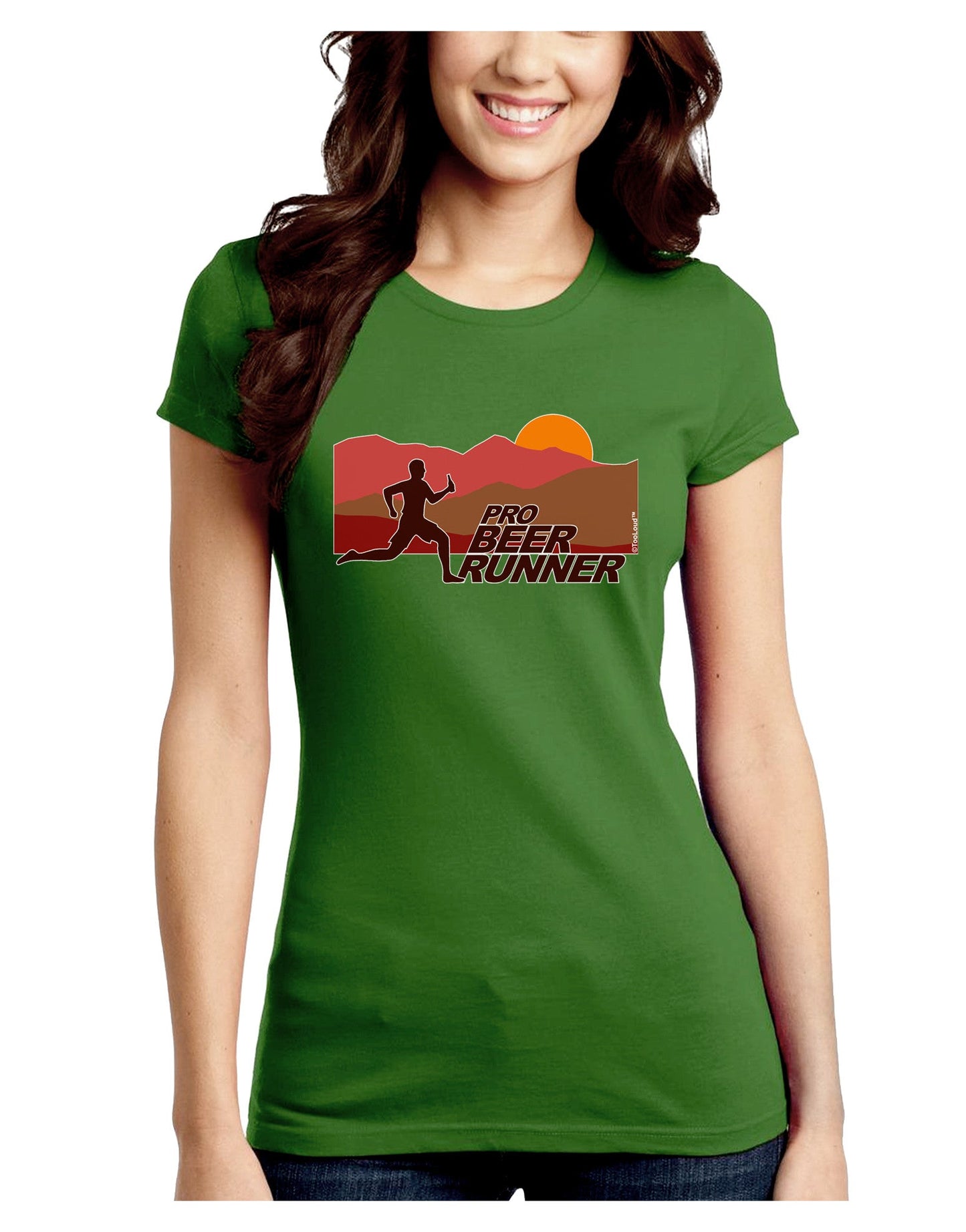 Pro Beer Runner Man Juniors Petite Crew Dark T-Shirt-T-Shirts Juniors Tops-TooLoud-Kiwi-Green-Juniors Fitted Small-Davson Sales