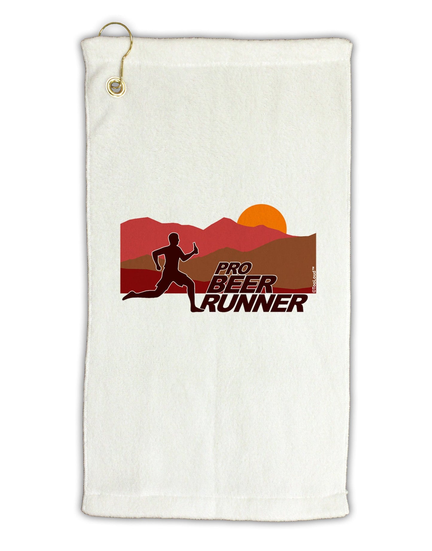 Pro Beer Runner Man Micro Terry Gromet Golf Towel 11"x19-Golf Towel-TooLoud-White-Davson Sales