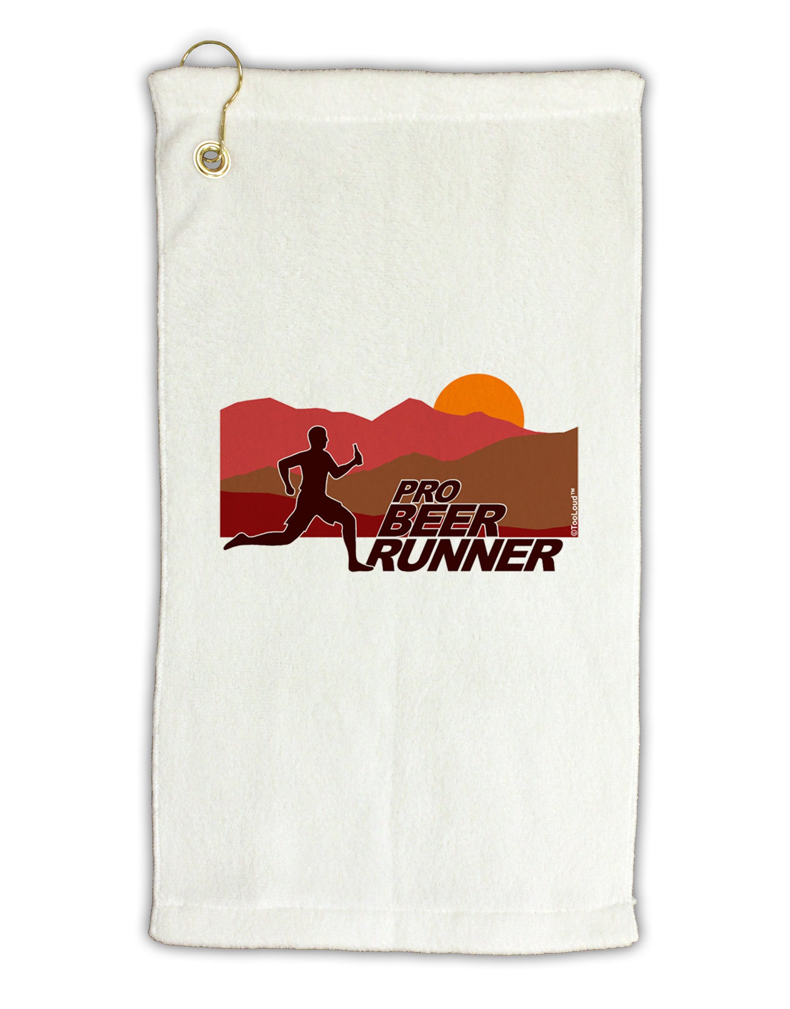 Pro Beer Runner Man Micro Terry Gromet Golf Towel 11"x19-Golf Towel-TooLoud-White-Davson Sales