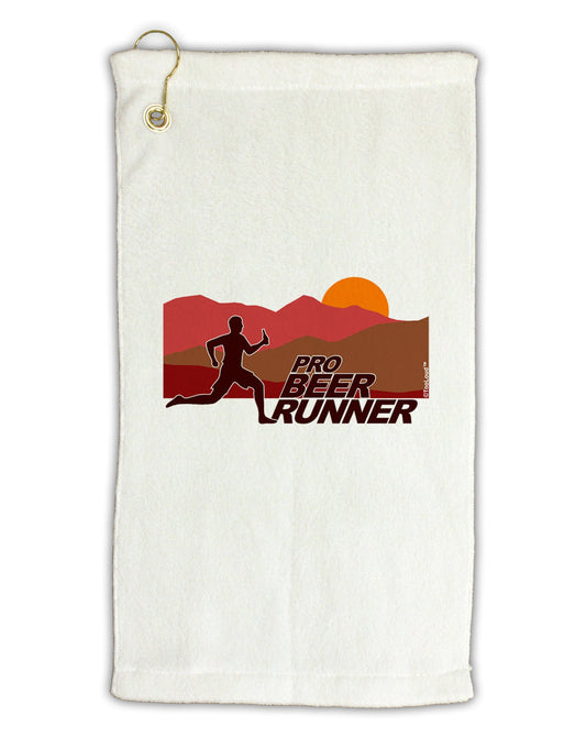 Pro Beer Runner Man Micro Terry Gromet Golf Towel 11"x19-Golf Towel-TooLoud-White-Davson Sales