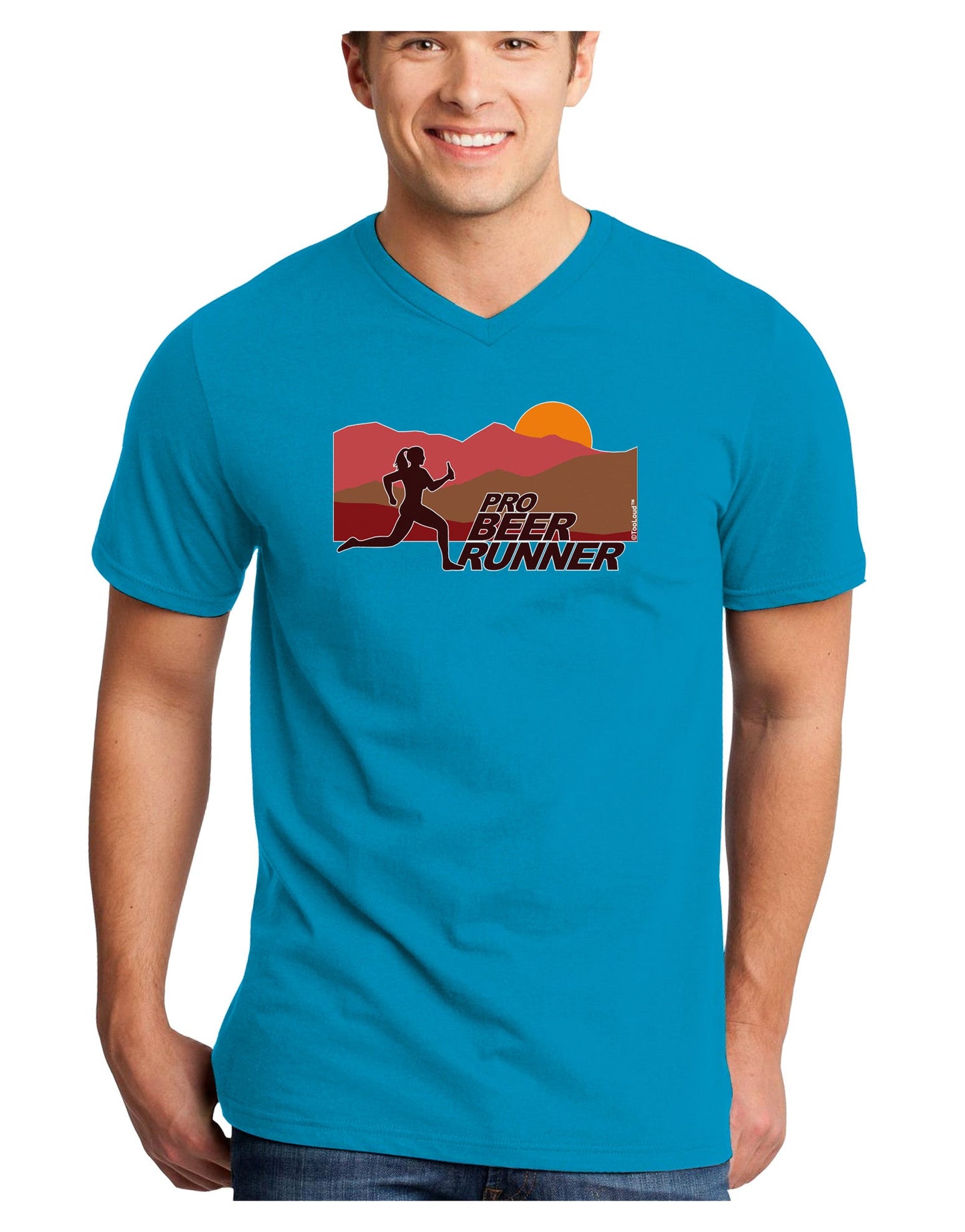 Pro Beer Runner Woman Adult Dark V-Neck T-Shirt-TooLoud-Turquoise-Small-Davson Sales