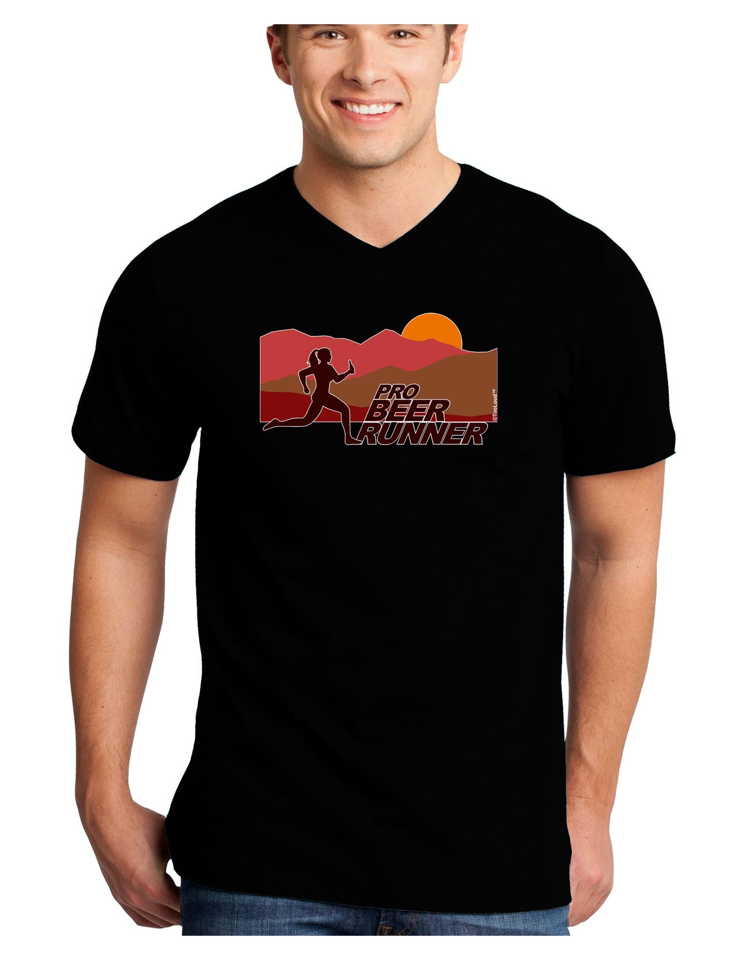 Pro Beer Runner Woman Adult Dark V-Neck T-Shirt-TooLoud-Black-Small-Davson Sales