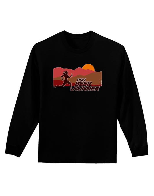 Pro Beer Runner Woman Adult Long Sleeve Dark T-Shirt-TooLoud-Black-Small-Davson Sales
