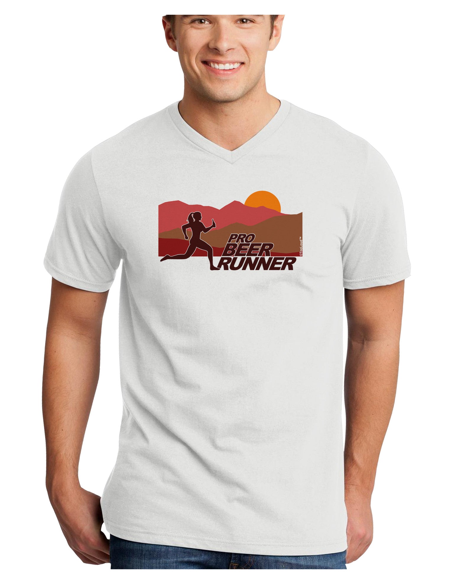 Pro Beer Runner Woman Adult V-Neck T-shirt-Mens V-Neck T-Shirt-TooLoud-White-Small-Davson Sales