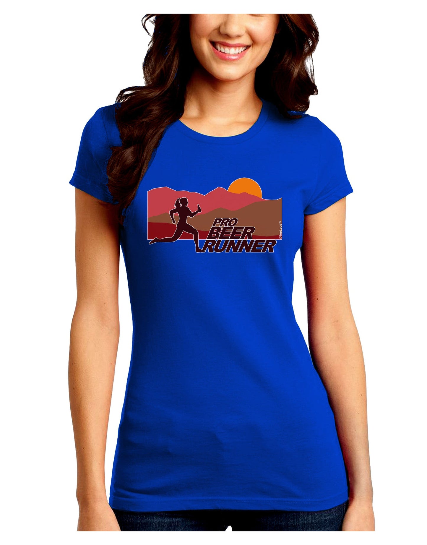 Pro Beer Runner Woman Juniors Petite Crew Dark T-Shirt-T-Shirts Juniors Tops-TooLoud-Royal-Blue-Juniors Fitted Small-Davson Sales