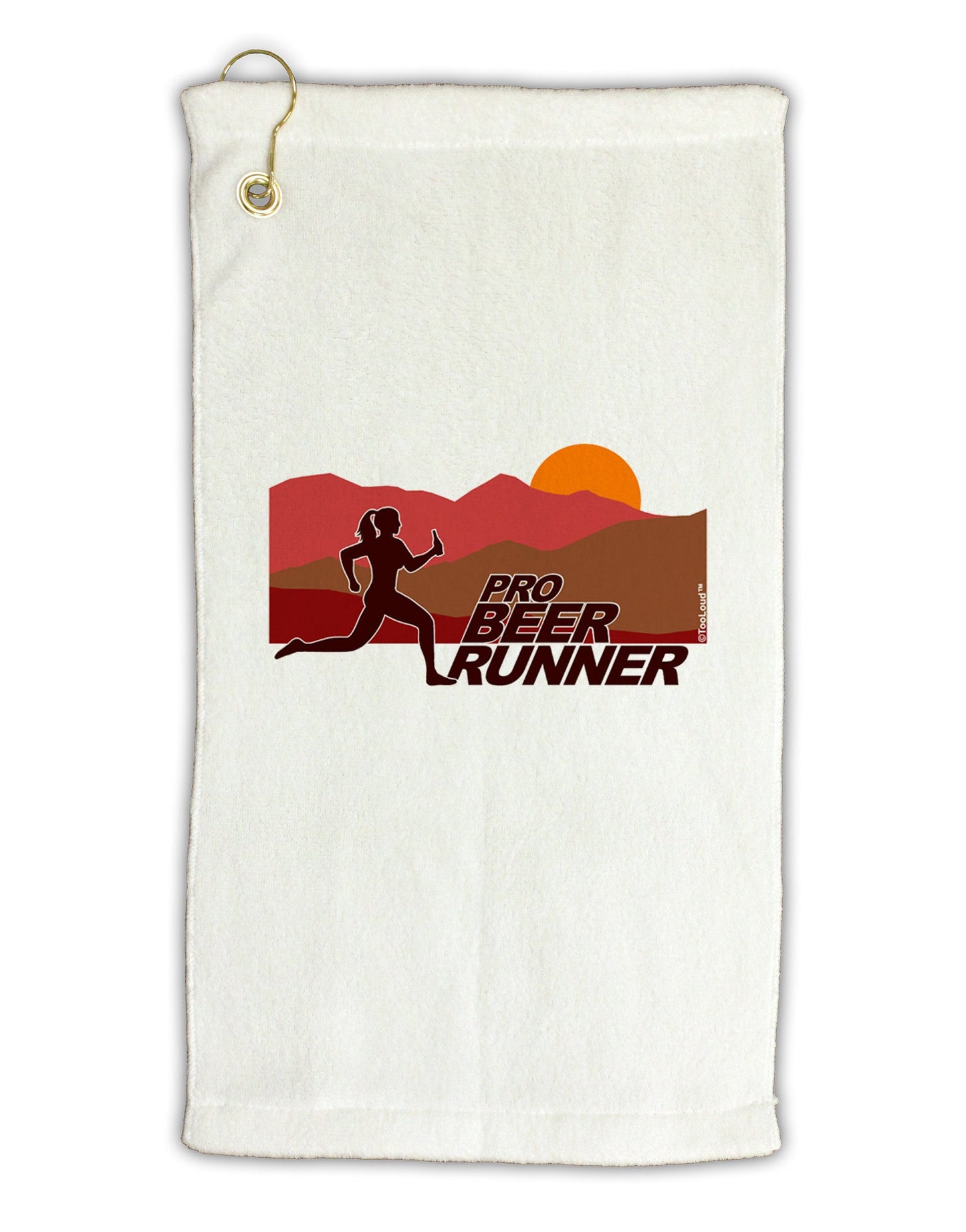 Pro Beer Runner Woman Micro Terry Gromet Golf Towel 11"x19-Golf Towel-TooLoud-White-Davson Sales