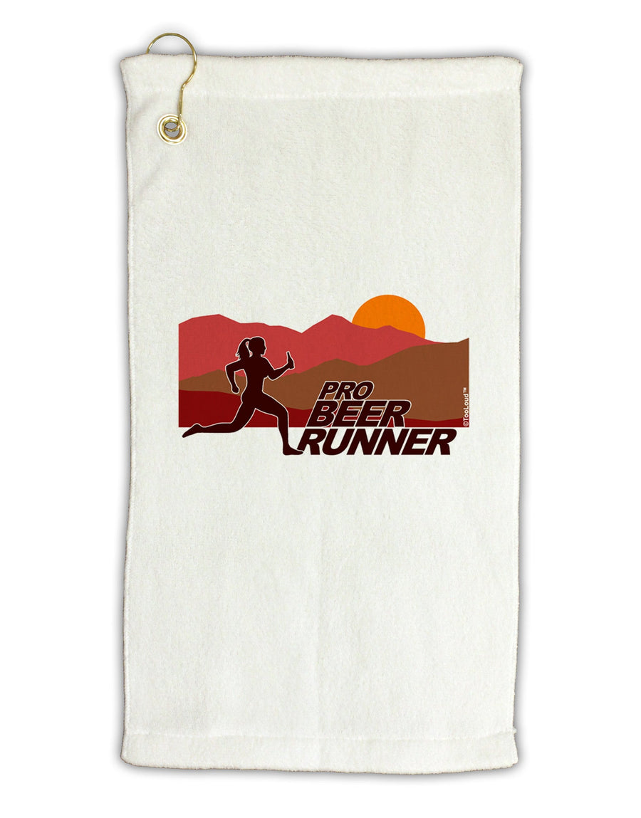 Pro Beer Runner Woman Micro Terry Gromet Golf Towel 11&#x22;x19-Golf Towel-TooLoud-White-Davson Sales