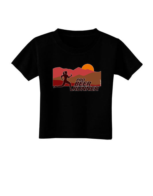 Pro Beer Runner Woman Toddler T-Shirt Dark-Toddler T-Shirt-TooLoud-Black-2T-Davson Sales