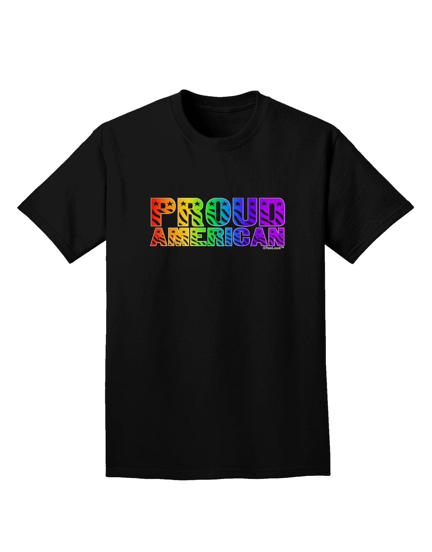 Proud American Rainbow Text Adult Dark T-Shirt by TooLoud-Mens T-Shirt-TooLoud-Black-Small-Davson Sales