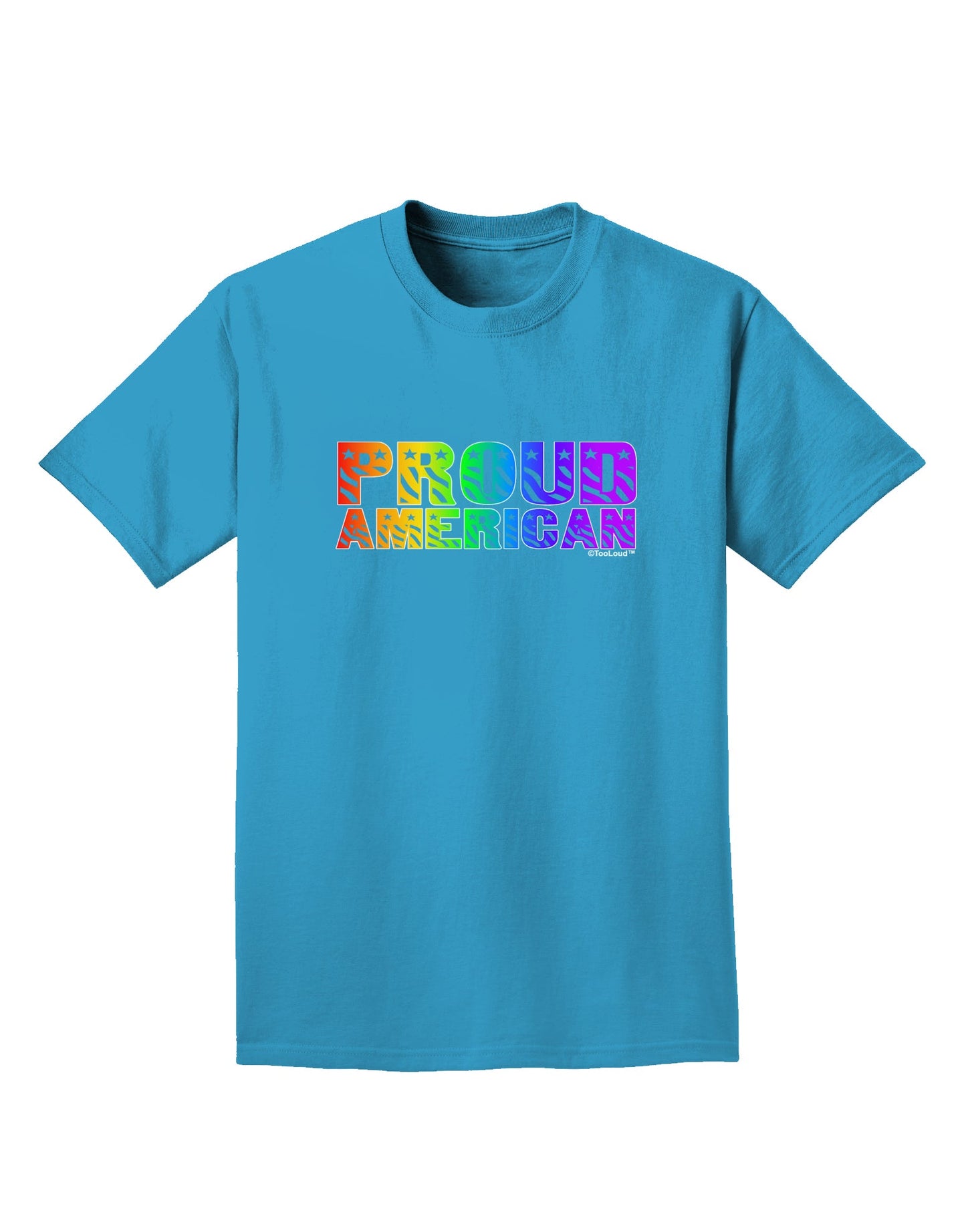 Proud American Rainbow Text Adult Dark T-Shirt by TooLoud-Mens T-Shirt-TooLoud-Turquoise-Small-Davson Sales