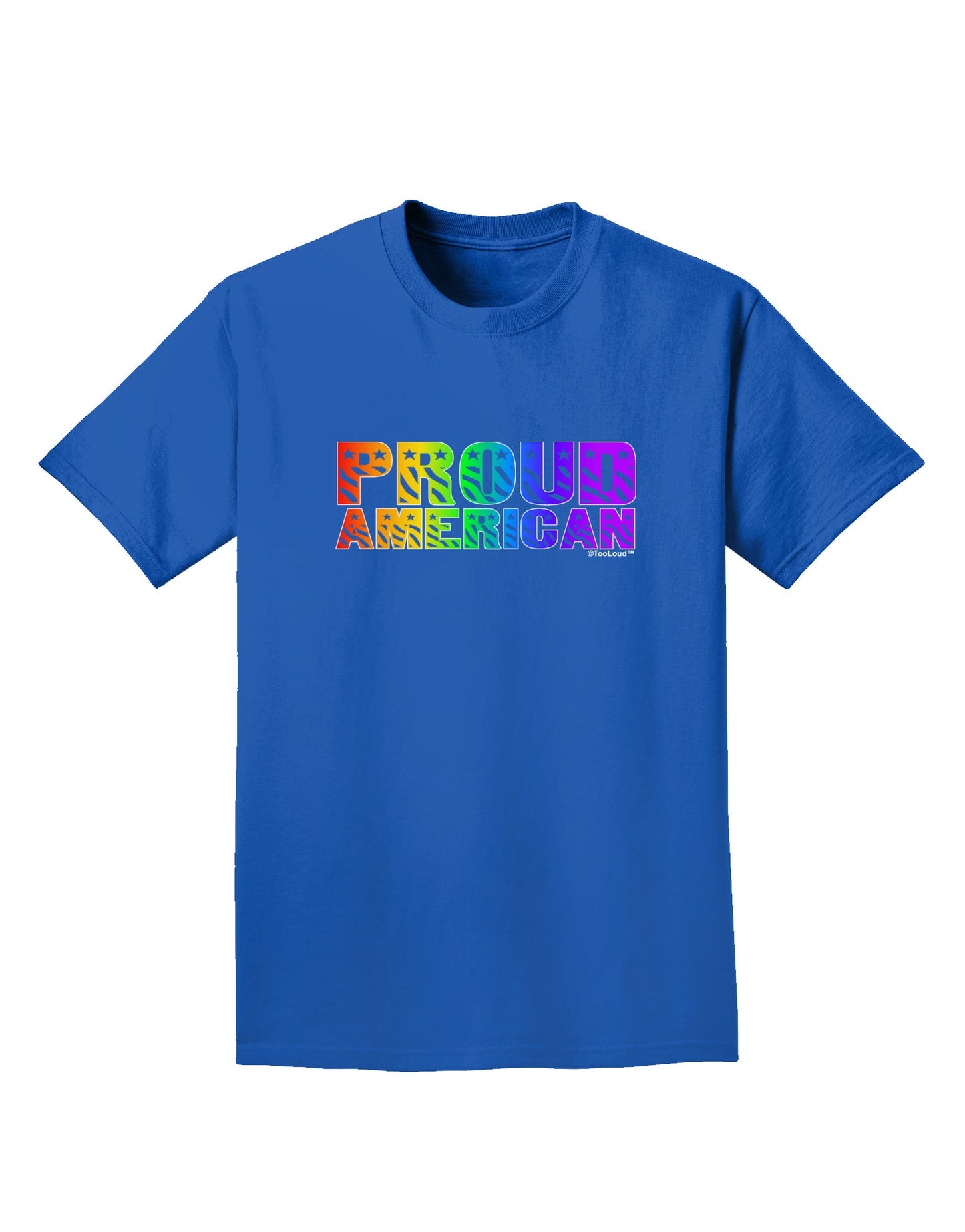 Proud American Rainbow Text Adult Dark T-Shirt by TooLoud-Mens T-Shirt-TooLoud-Royal-Blue-Small-Davson Sales