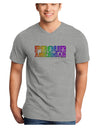 Proud American Rainbow Text Adult V-Neck T-shirt by TooLoud-Mens V-Neck T-Shirt-TooLoud-HeatherGray-Small-Davson Sales