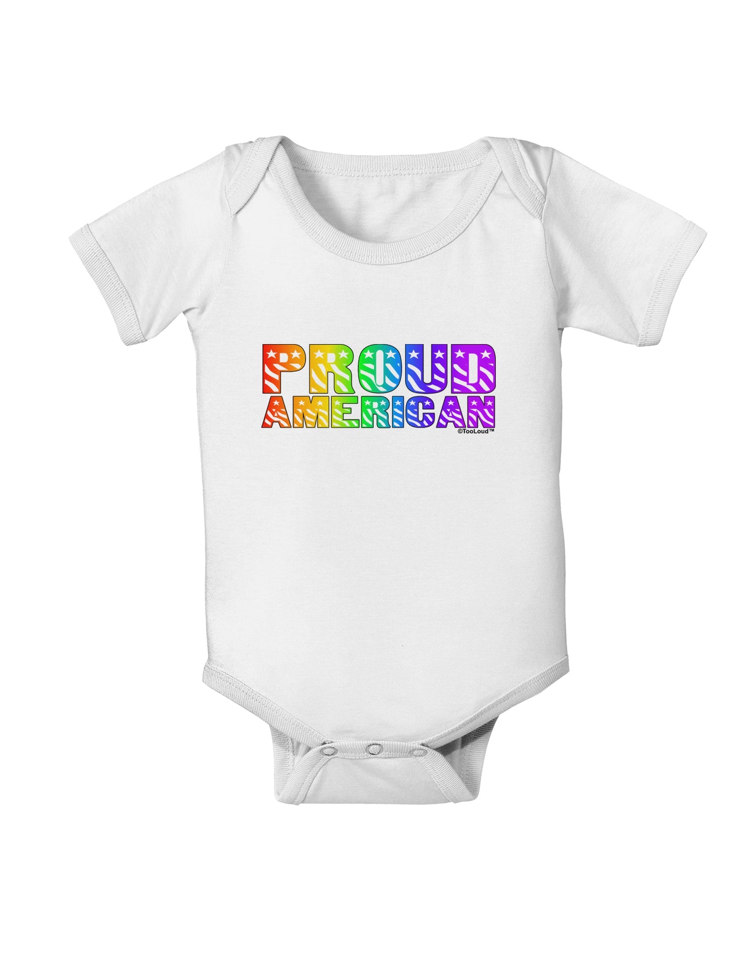 Proud American Rainbow Text Baby Romper Bodysuit by TooLoud-Baby Romper-TooLoud-White-06-Months-Davson Sales