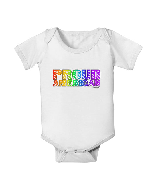 Proud American Rainbow Text Baby Romper Bodysuit by TooLoud-Baby Romper-TooLoud-White-06-Months-Davson Sales