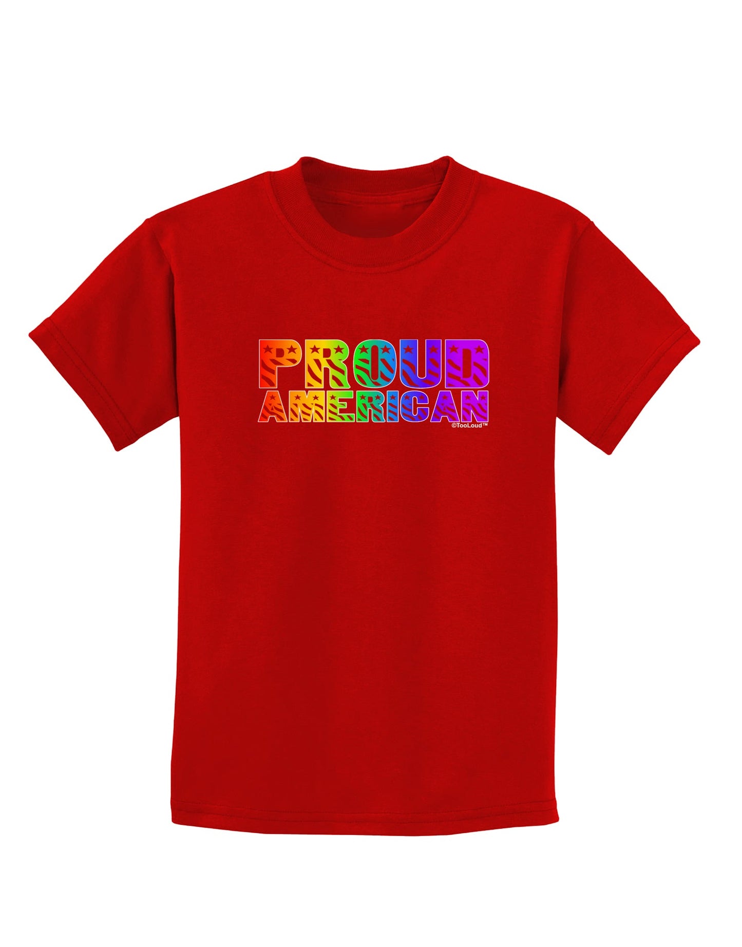 Proud American Rainbow Text Childrens Dark T-Shirt by TooLoud-Childrens T-Shirt-TooLoud-Red-X-Small-Davson Sales
