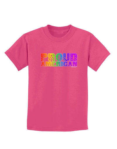 Proud American Rainbow Text Childrens Dark T-Shirt by TooLoud-Childrens T-Shirt-TooLoud-Sangria-X-Small-Davson Sales