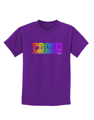 Proud American Rainbow Text Childrens Dark T-Shirt by TooLoud-Childrens T-Shirt-TooLoud-Purple-X-Small-Davson Sales