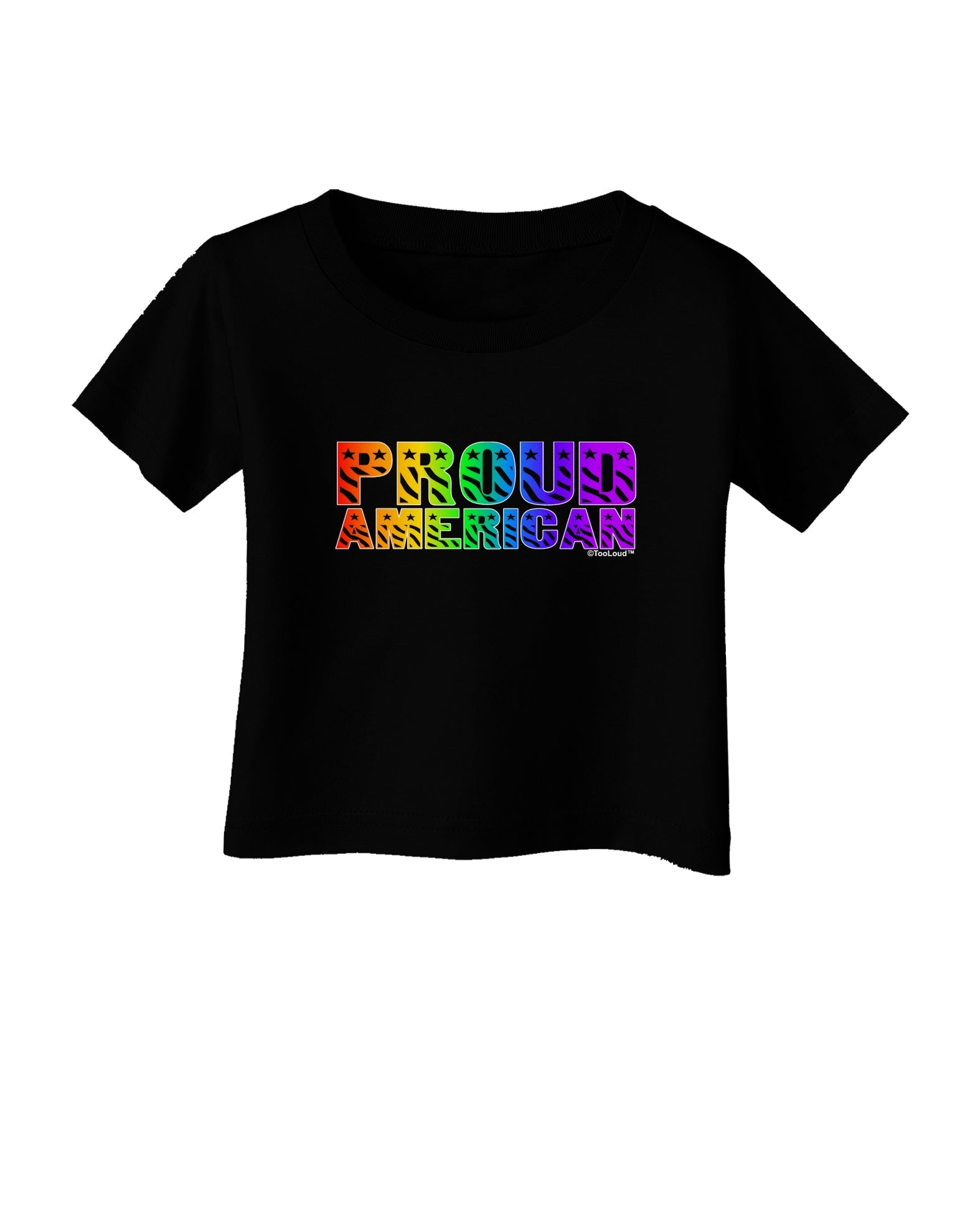 Proud American Rainbow Text Infant T-Shirt Dark by TooLoud-Infant T-Shirt-TooLoud-Black-06-Months-Davson Sales