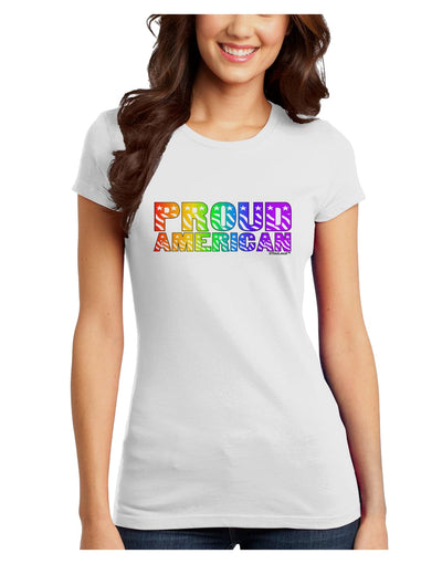 Proud American Rainbow Text Juniors T-Shirt by TooLoud-Womens Juniors T-Shirt-TooLoud-White-Juniors Fitted X-Small-Davson Sales