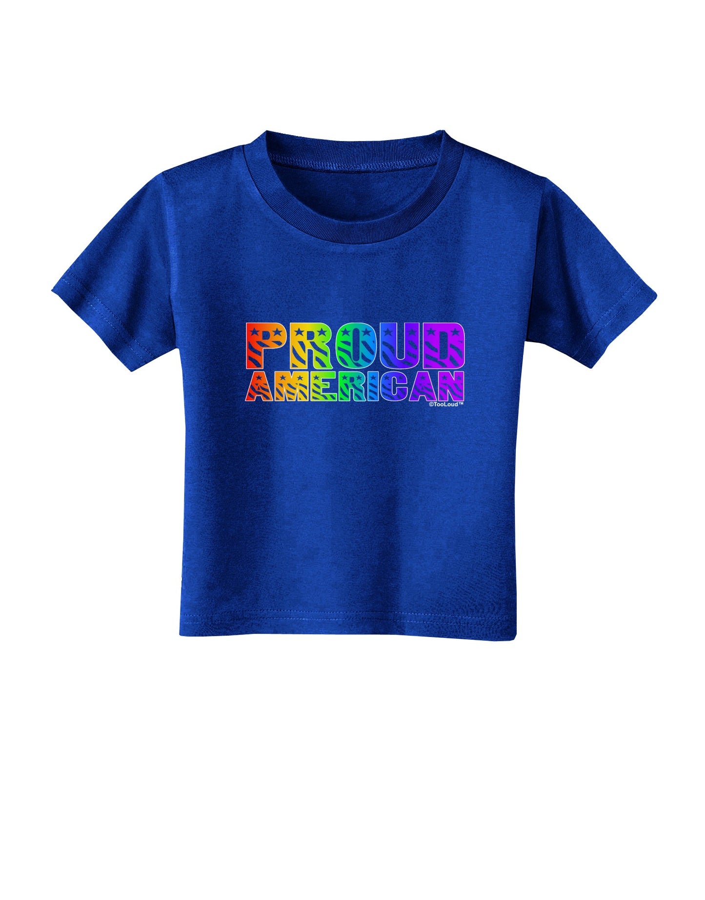 Proud American Rainbow Text Toddler T-Shirt Dark by TooLoud-Toddler T-Shirt-TooLoud-Royal-Blue-2T-Davson Sales