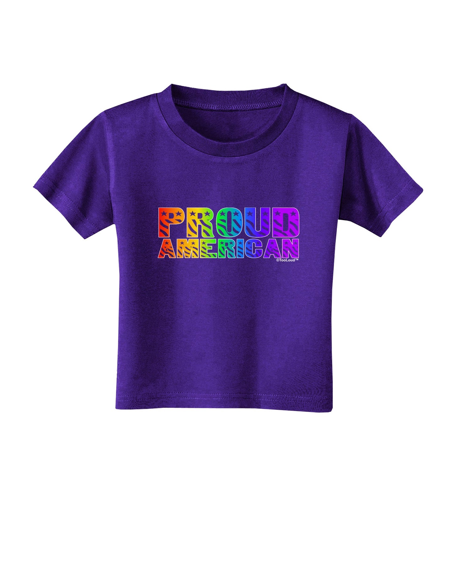 Proud American Rainbow Text Toddler T-Shirt Dark by TooLoud-Toddler T-Shirt-TooLoud-Purple-2T-Davson Sales